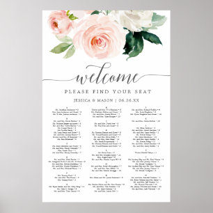 Blushing Blooms Wedding Seating Chart 24x36