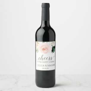 Blushing Blooms Wedding Wine Labels