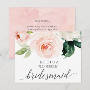 Blushing Blooms Will You Be My Bridesmaid Card