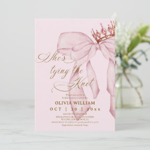 Blushing Bow She's Tying The Knot Bridal Shower Invitation