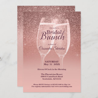 Blushing Bridal Brunch Sparkle Invitation