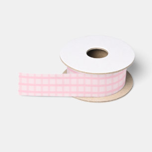 Blushing Bride And Tea Rose Pink Gingham Pattern Satin Ribbon
