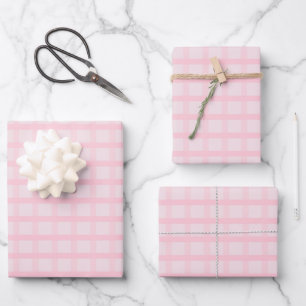 Blushing Bride And Tea Rose Pink Gingham Pattern Wrapping Paper Sheet