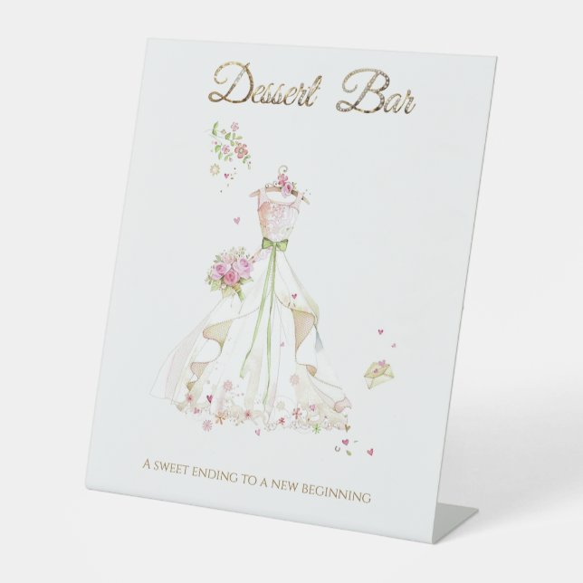 Blushing Bride in Bloom Bride to Be Pedestal Sign (Front)