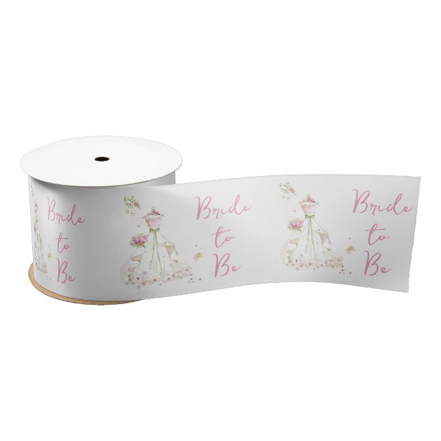Blushing Bride in Bloom Bride to Be Satin Ribbon (Spool)