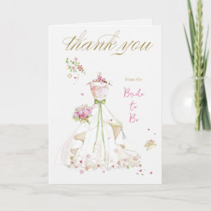 Blushing Bride in Bloom Bride to Be Thank You Card
