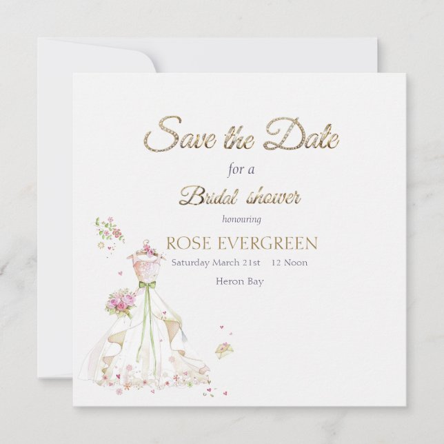 Blushing Bride in Bloom Save The Date (Front)