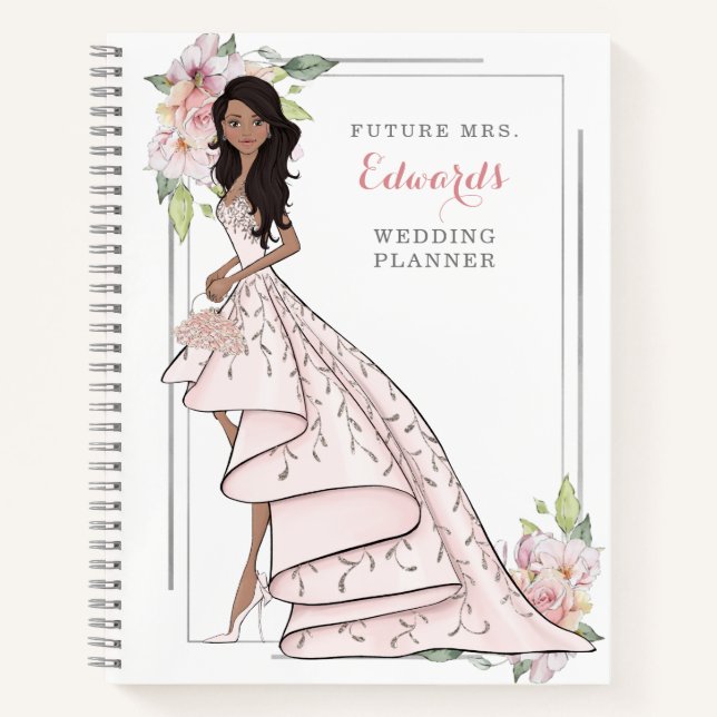 Blushing Bride in Gown Wedding Planner Notebook (Front)