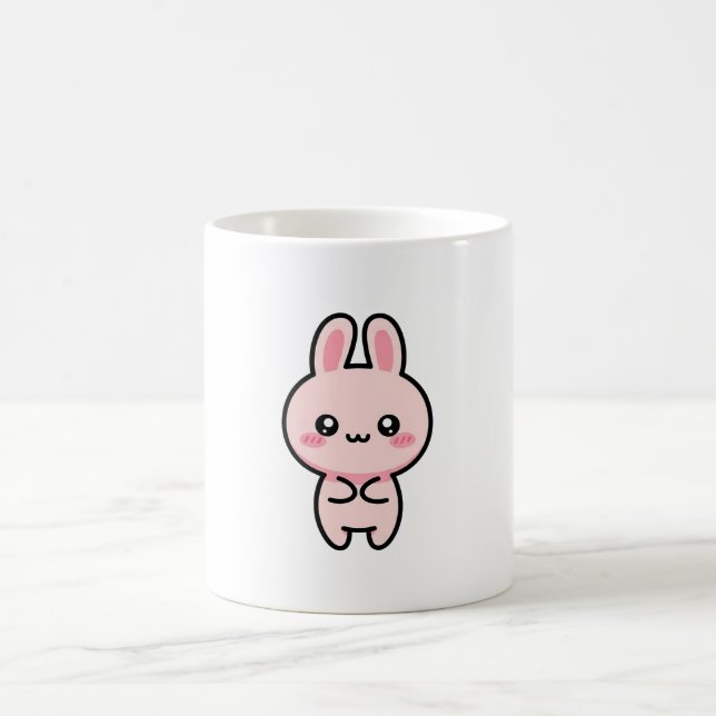 Blushing Bunny – Cute Kawaii Illustration Coffee Mug (Center)