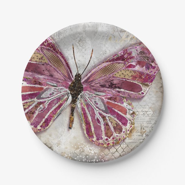 Blushing Butterfly Paper Plates (Front)