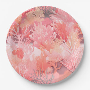 Blushing coral paper plate