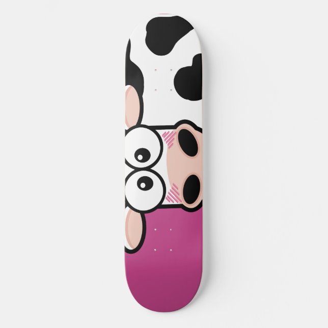 Blushing Cow on Pink Skateboard (Front)