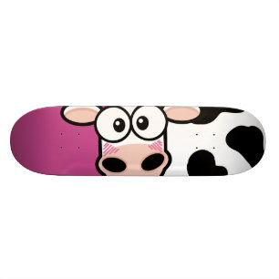 Blushing Cow on Pink Skateboard