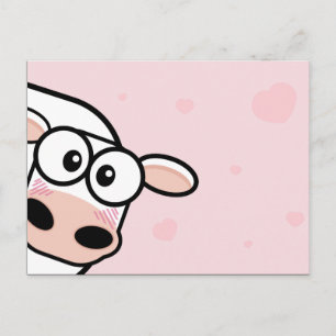 Blushing Cow & Pink Hearts Postcards