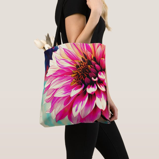 Blushing Dahlia Watercolor Elegance  Tote Bag (Close Up)