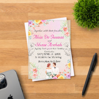 Blushing Elegance: Acrylic Wedding Invitation