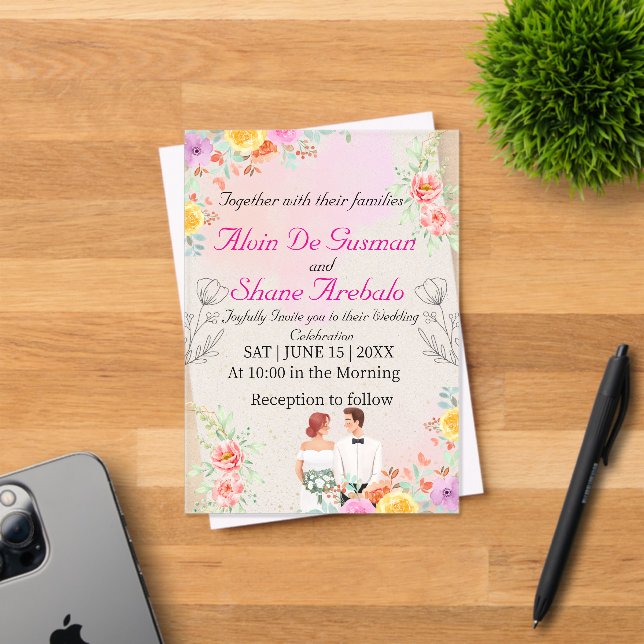Blushing Elegance: Acrylic Wedding Invitation (Insitu (Invitation Card))