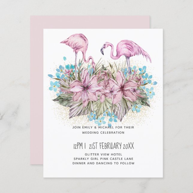 Blushing Flamingos Tropical Beach Wedding  (Front/Back)