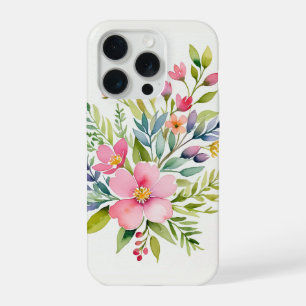 Blushing Garden Watercolor Floral Bouquet iPhone 15 Pro Case
