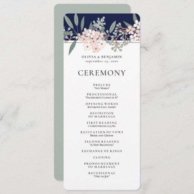 Blushing Garden Wedding Ceremony Program Invitation (Front/Back)