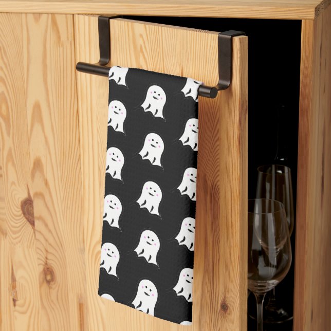 Blushing Ghost Cute Halloween  Tea Towel (Thirds Fold)