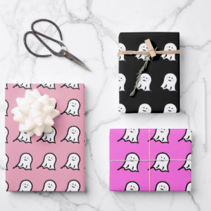 Blushing Ghost Cute Halloween Wrapping Paper Sheet