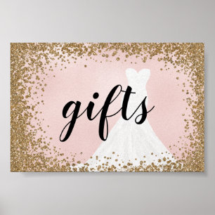 Blushing Glitter Bride Dress Bridal Gifts Sign