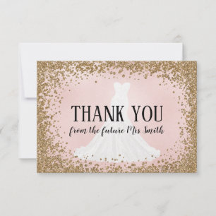 Blushing Glitter Bride Future Mrs. Thank You Card