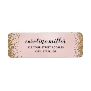 Blushing Glitter Texture Legible Return Address