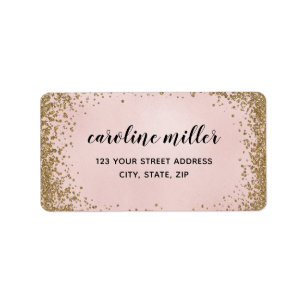 Blushing Glitter Texture Legible Return Address Label