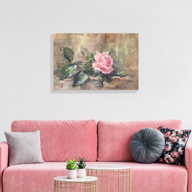 Blushing Grace Rose Canvas Print (Insitu(LivingRoom))