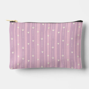 Blushing Heart Stripes Pattern Accessory Pouch