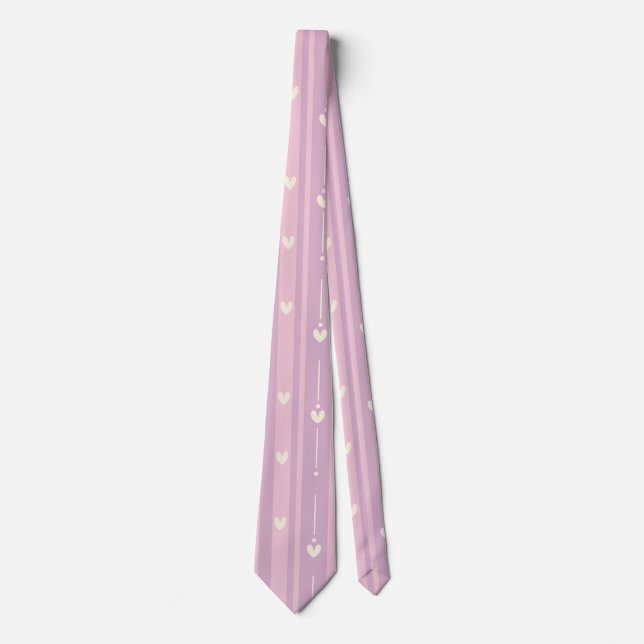 Blushing Heart Stripes Pattern Tie (Front)