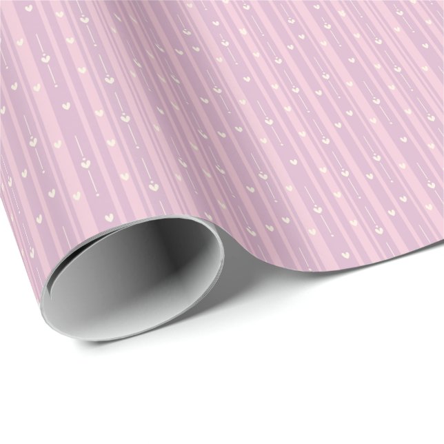 Blushing Heart Stripes Pattern Wrapping Paper (Roll Corner)