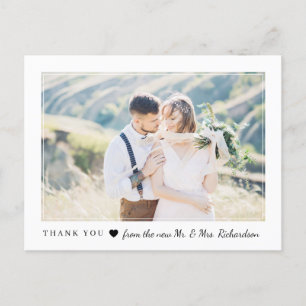 Blushing Heart Wedding Photo Thank You Invitation Postcard