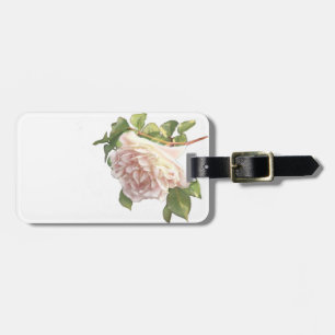 Blushing Ivory Peach Rose Luggage Tag