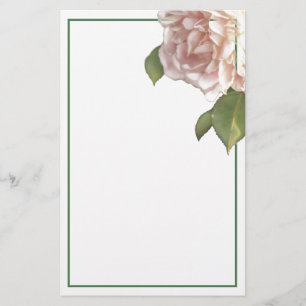 Blushing Ivory Peach Rose  Stationery