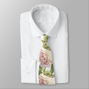 Blushing Ivory Peach Rose Tie