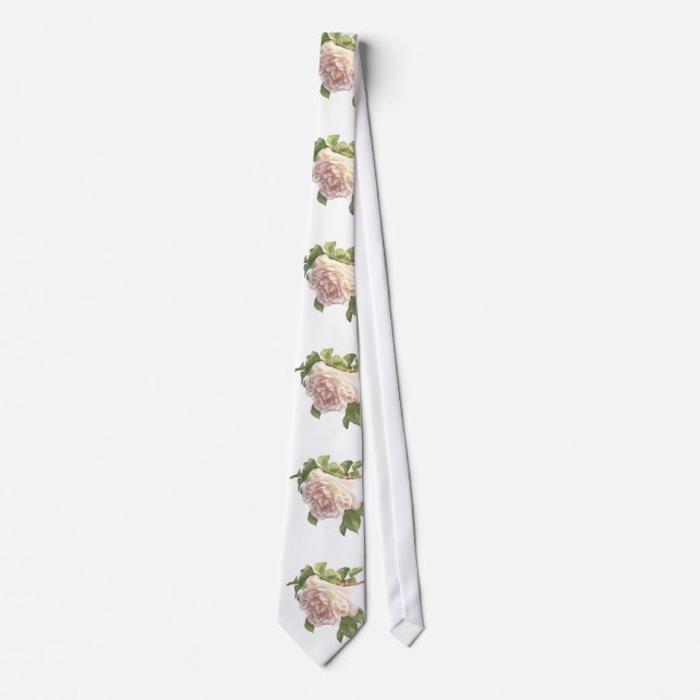 Blushing Ivory Peach Rose Tie (Front)