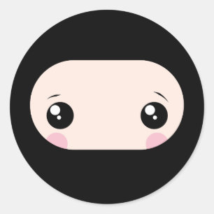 Blushing Kawaii Ninja Classic Round Sticker