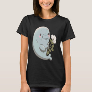 Blushing Manatee Adorable Light Blue Manatee with T-Shirt
