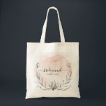 Blushing Peach Personalised Wedding Tote Bag<br><div class="desc">Blushing peach watercolor backdrop highlights this modern wedding design with pale grey hand drawn floral branches. Easily customised with each bridesmaid's name. Enjoy viewing the entire matching wedding collection at: https://www.zazzle.com/collections/blushing_peach_watercolor-119632036647584858</div>