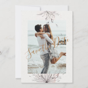 Blushing Peach Photo Flat Save The Date Card
