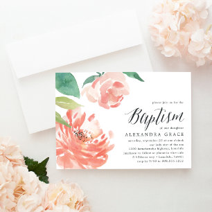 Blushing Peony   Baptism Invitation