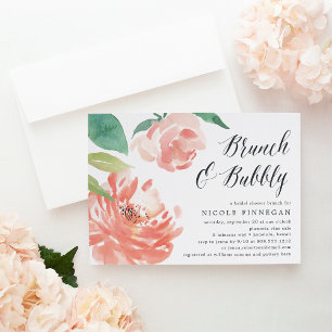 Blushing Peony   Bridal Shower Brunch Invitation