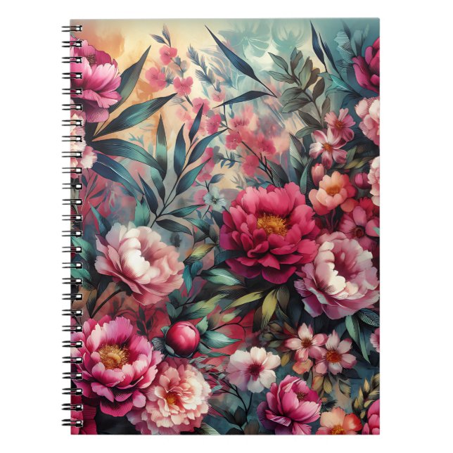 Blushing Peony Garden Notebook (Front)