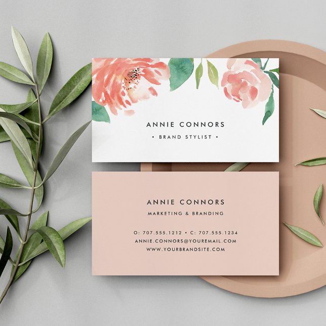 Blushing Peony | Watercolor Floral Business Card (Creator Uploaded)