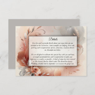 Blushing Petals and Silver Swirls Wedding Enclosure Card