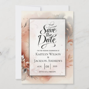 Blushing Petals and Silver Swirls Wedding Save The Date