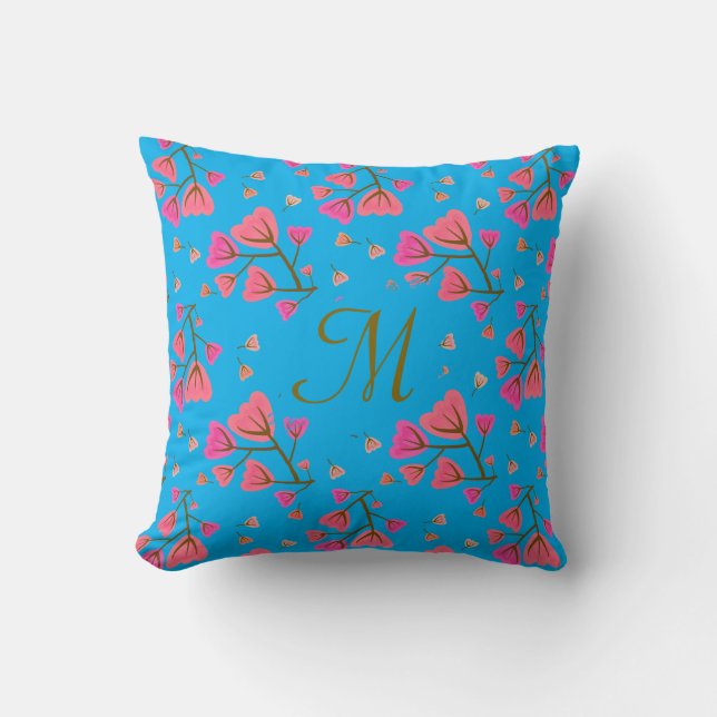 Blushing Petals Floral Throw Pillow (Front)